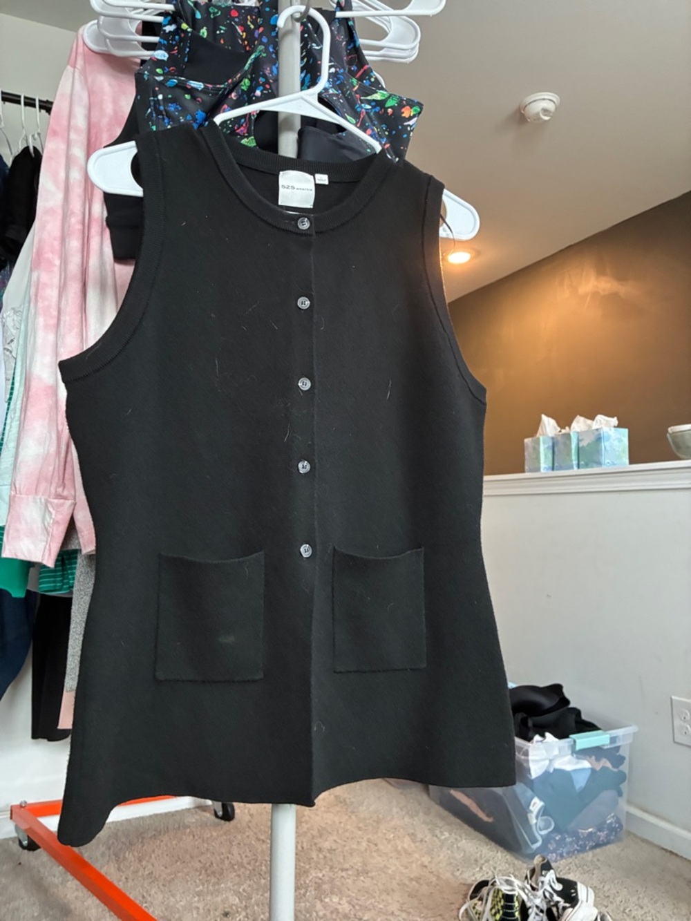 525 America Black Sleeveless Button-Front Knit Vest - Picture 2 of 3
